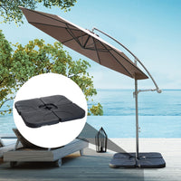 Outsunny Cantilever Patio Umbrella Base, 4 - Piece Offset Stand, 158 lb Sand or 60L Water Capacity, Black - 7DAY'S