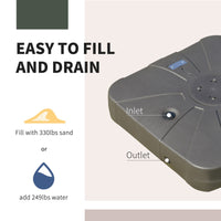 Outsunny Cantilever Umbrella Base with Wheels 330 lbs Sand 286 lbs Water Heavy Duty Coffee - 7DAY'S