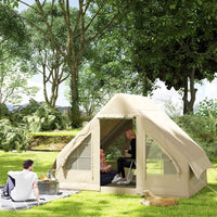 Outsunny Inflatable Camping Tent with Hand Pump, 4 Season Blow Up Tent, Waterproof and Windproof with Mesh Windows and Doors - 7DAY'S