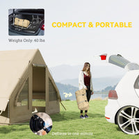 Outsunny Inflatable Camping Tent with Hand Pump, 4 Season Blow Up Tent, Waterproof and Windproof with Mesh Windows and Doors - 7DAY'S