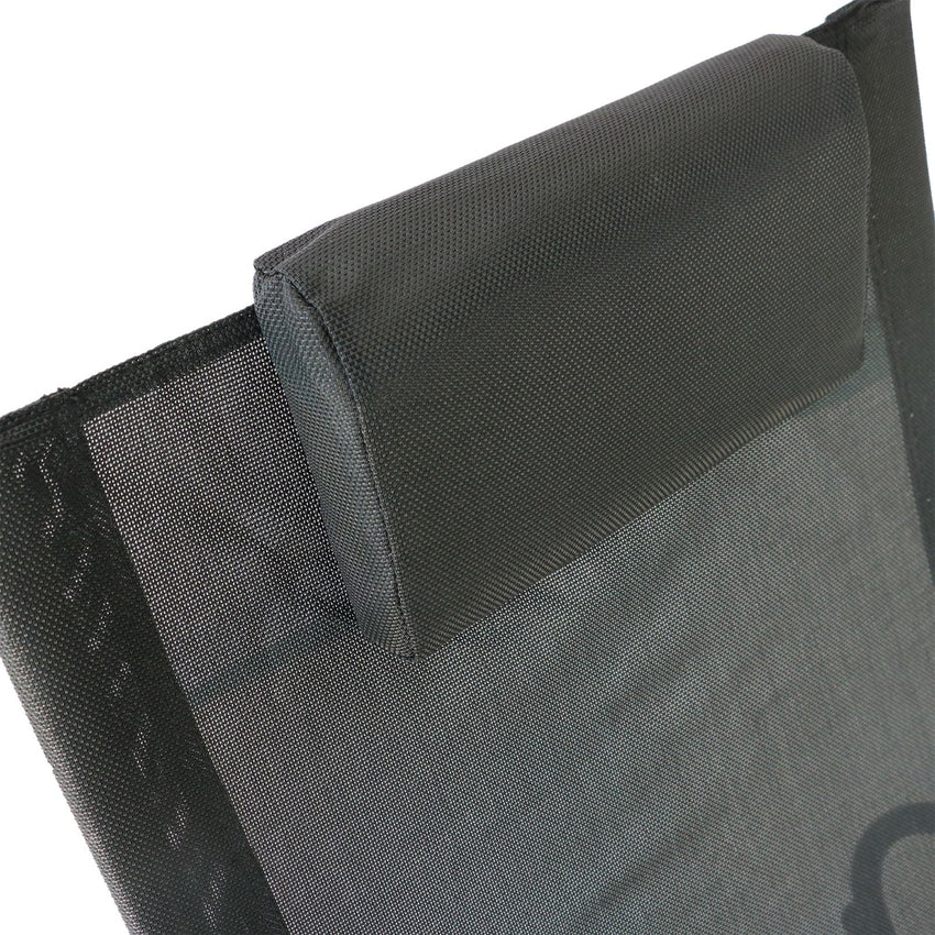 Outsunny Patio Rocking Chair, Outdoor Chaise Lounger with Headrest Pillow and Breathable Fabric for Backyard, Living Room, Deck and Poolside, Black - 7DAY'S