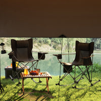 Outsunny Portable Outdoor Folding Rocking Camping Chairs with Headrest, Cooler Bag, Cup Holder, Carry Bag, 2 Pack, Black - 7DAY'S