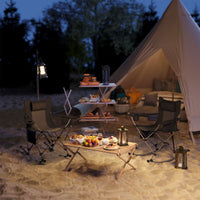 Outsunny Portable Outdoor Folding Rocking Camping Chairs with Headrest, Cooler Bag, Cup Holder, Carry Bag, 2 Pack, Black - 7DAY'S