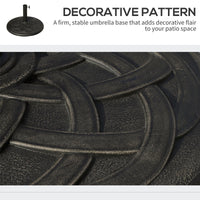 Outsunny Round Bronze Resin 22" 42 lbs Umbrella Base, Decorative Pattern, Fits Φ1.5", Φ1.89" Poles - Sturdy Parasol Stand for Garden - 7DAY'S