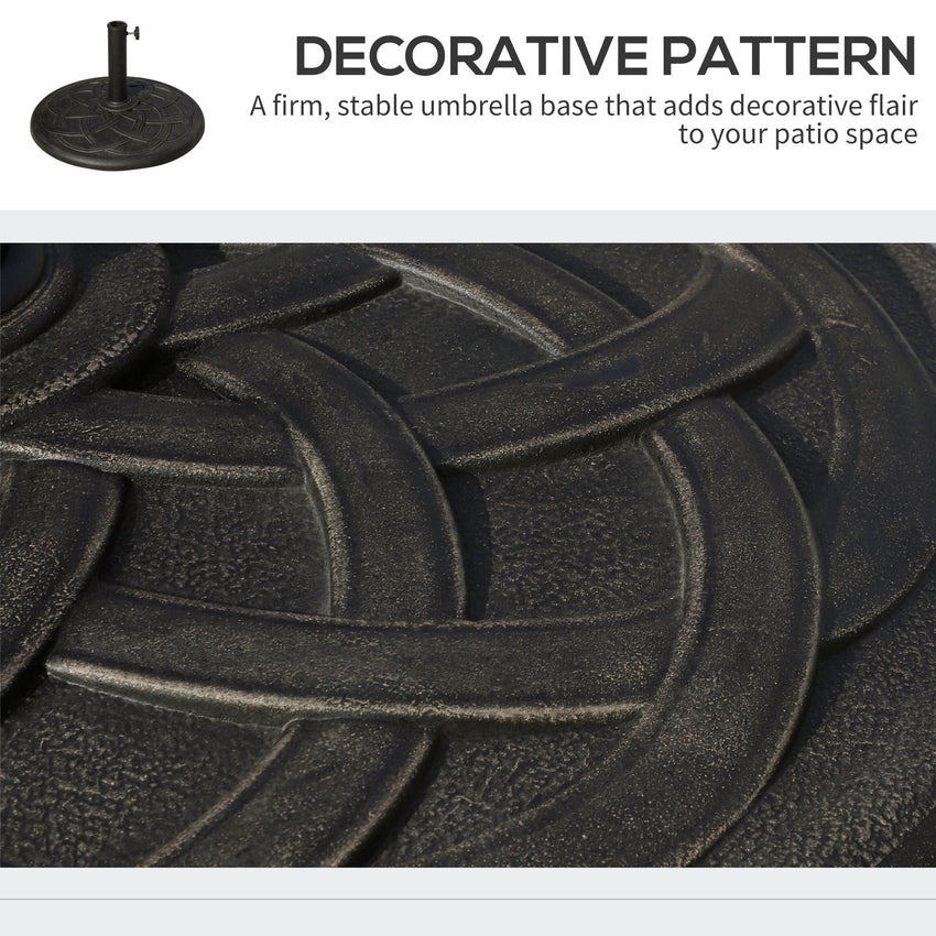 Outsunny Round Bronze Resin 22" 42 lbs Umbrella Base, Decorative Pattern, Fits Φ1.5", Φ1.89" Poles - Sturdy Parasol Stand for Garden - 7DAY'S