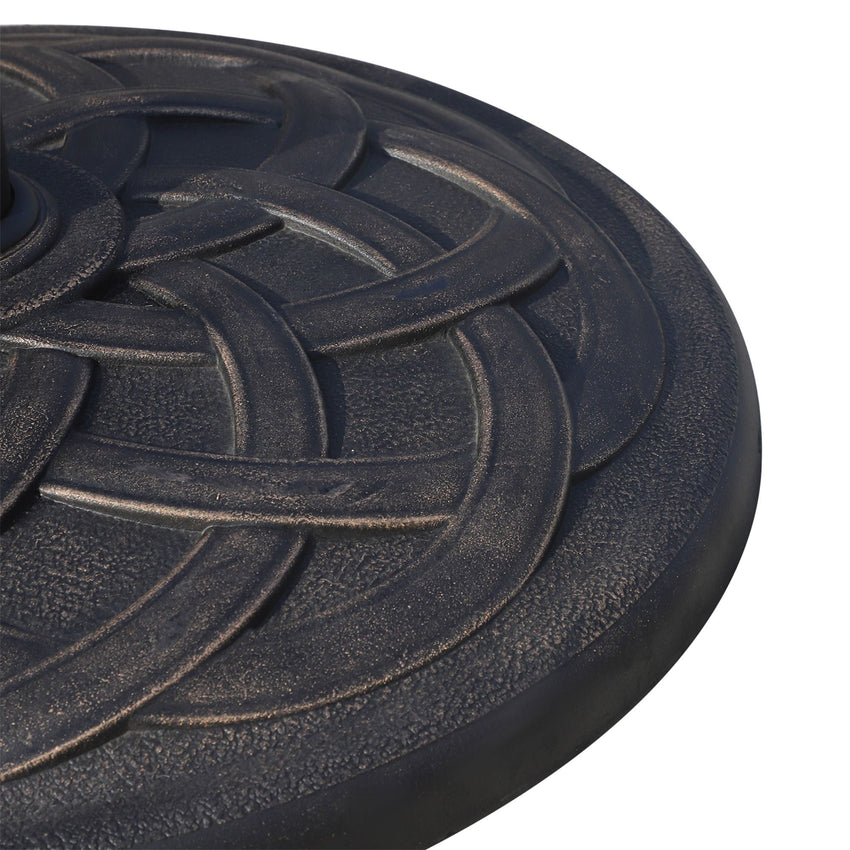 Outsunny Round Bronze Resin 22" 42 lbs Umbrella Base, Decorative Pattern, Fits Φ1.5", Φ1.89" Poles - Sturdy Parasol Stand for Garden - 7DAY'S