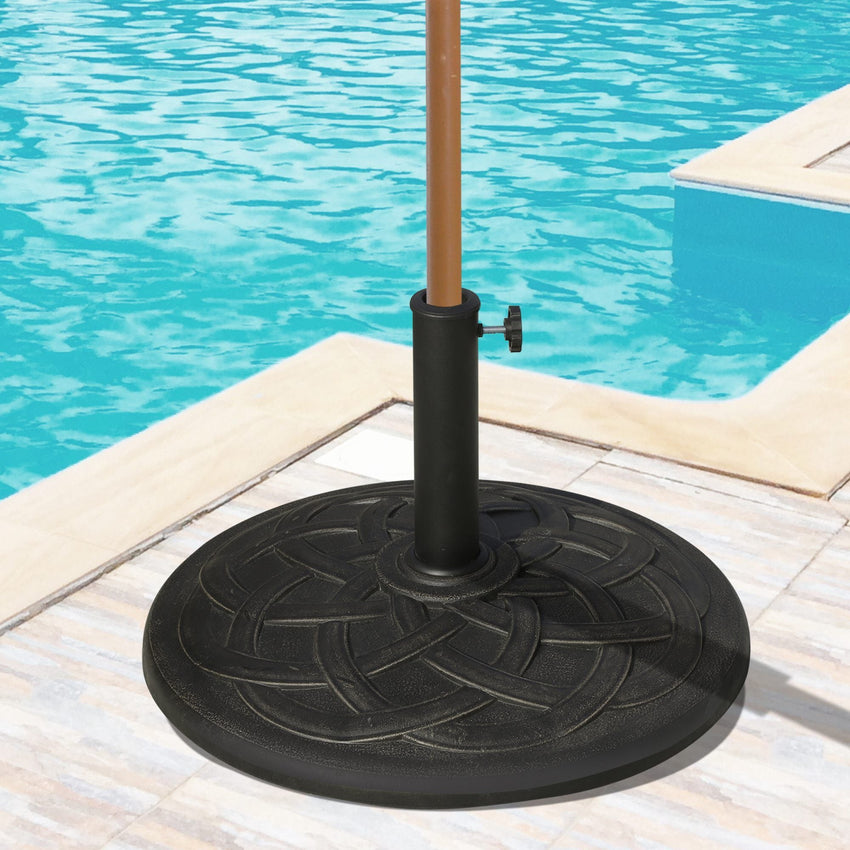 Outsunny Round Bronze Resin 22" 42 lbs Umbrella Base, Decorative Pattern, Fits Φ1.5", Φ1.89" Poles - Sturdy Parasol Stand for Garden - 7DAY'S