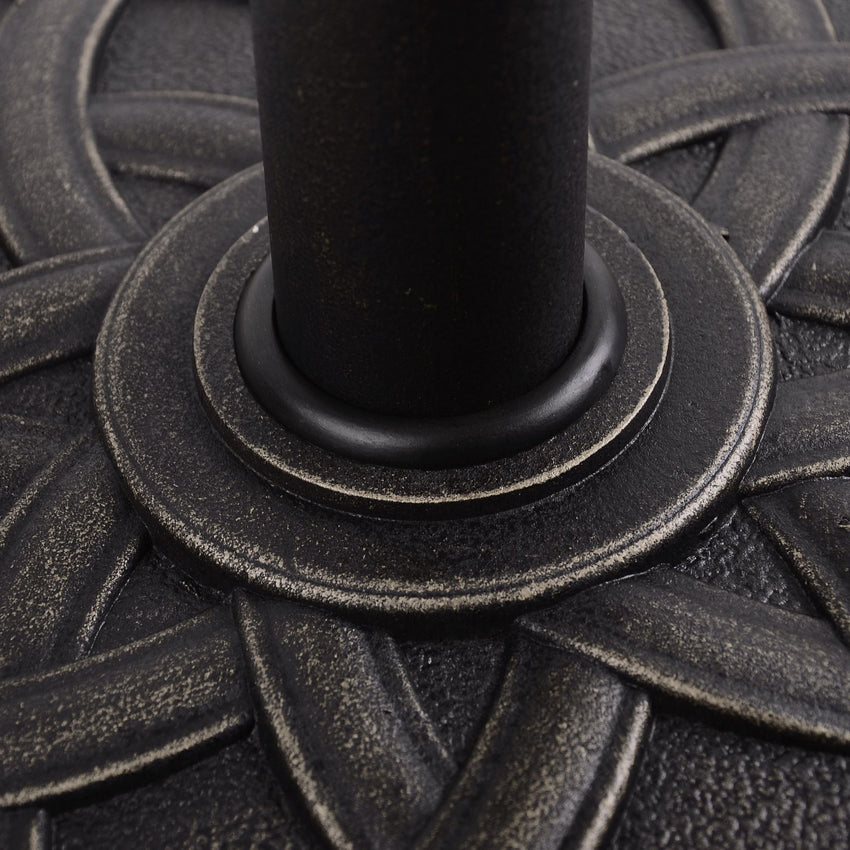 Outsunny Round Bronze Resin 22" 42 lbs Umbrella Base, Decorative Pattern, Fits Φ1.5", Φ1.89" Poles - Sturdy Parasol Stand for Garden - 7DAY'S