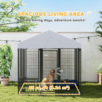 PawHut 5.9' x 5.9' x 6' Outdoor Dog Kennel with Roof, Rotating & 4 - Level Adjustable Bowls - 7DAY'S