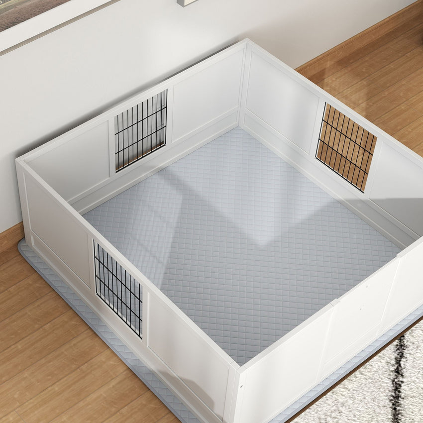 PawHut Dog Whelping Box with Washable Pee Pad, Adjustable Height Door, for Large Breed Dogs, 49" x 47" x 19" - 7DAY'S