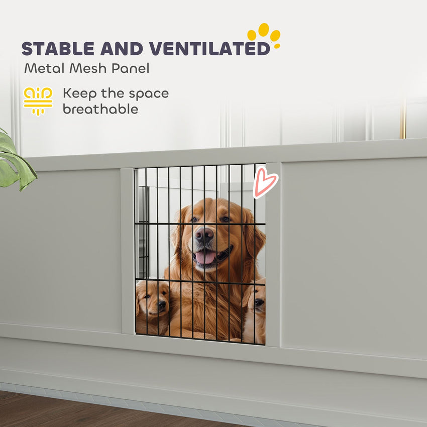 PawHut Dog Whelping Box with Washable Pee Pad, Adjustable Height Door, for Large Breed Dogs, 49" x 47" x 19" - 7DAY'S