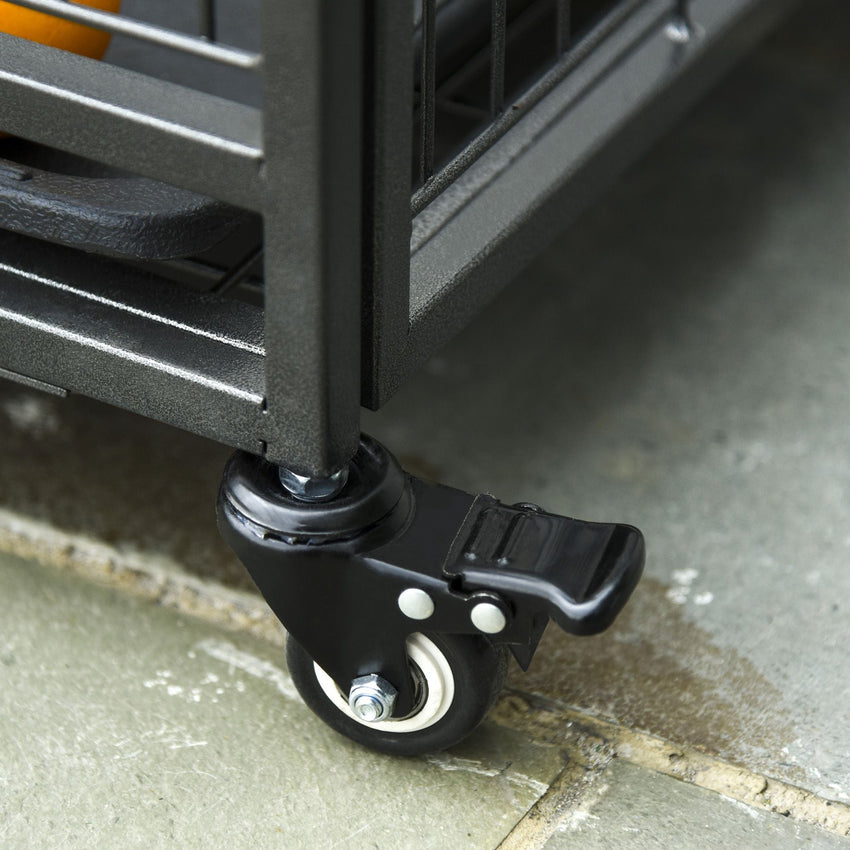 PawHut Metal Dog Crate 37" Heavy Duty Folding Kennel with Removable Tray Cover 4 Wheels Gray - 7DAY'S