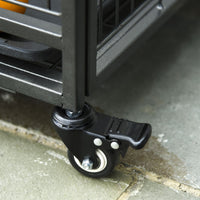 PawHut Metal Dog Crate 37" Heavy Duty Folding Kennel with Removable Tray Cover 4 Wheels Gray - 7DAY'S