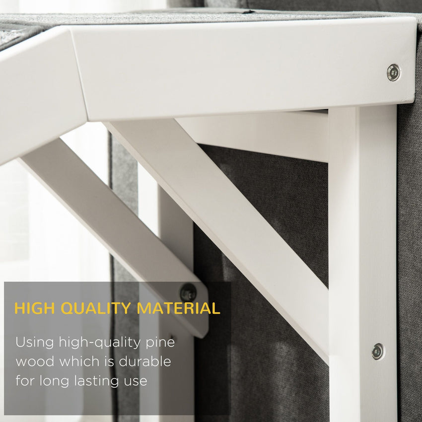 PawHut Pet Ramp for Dogs Non - slip Carpet Top Platform Pine Wood 74"L x 16"W x 25"H, Grey, White - 7DAY'S