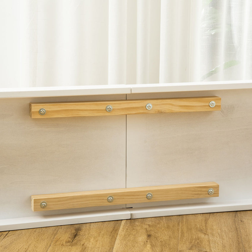 PawHut Pet Ramp for Dogs Non - slip Carpet Top Platform Pine Wood 74"L x 16"W x 25"H, Grey, White - 7DAY'S