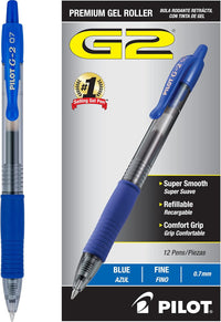 Pilot G2 Premium Gel Roller Pens 0.7, Fine Point Smooth Writing Pens Black, Pack of 12 - 7DAY'S