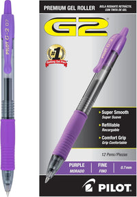 Pilot G2 Premium Gel Roller Pens 0.7, Fine Point Smooth Writing Pens Black, Pack of 12 - 7DAY'S