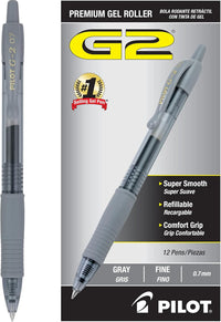 Pilot G2 Premium Gel Roller Pens 0.7, Fine Point Smooth Writing Pens Black, Pack of 12 - 7DAY'S