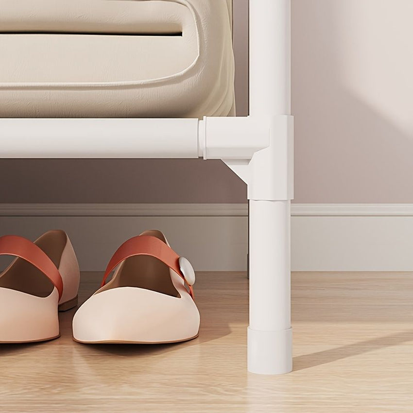 Portable simple wardrobe with 4 - tier, separate wardrobe organizer storage system with metal hanging rods and side hooks. Suitable for wardrobes and bedrooms - 7DAY'S