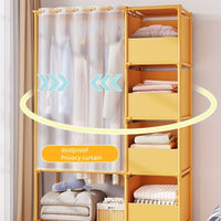 Portable simple wardrobe with 4 - tier, separate wardrobe organizer storage system with metal hanging rods and side hooks. Suitable for wardrobes and bedrooms - 7DAY'S