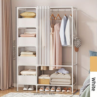 Portable simple wardrobe with 4 - tier, separate wardrobe organizer storage system with metal hanging rods and side hooks. Suitable for wardrobes and bedrooms - 7DAY'S