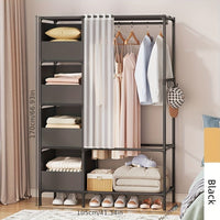 Portable simple wardrobe with 4 - tier, separate wardrobe organizer storage system with metal hanging rods and side hooks. Suitable for wardrobes and bedrooms - 7DAY'S
