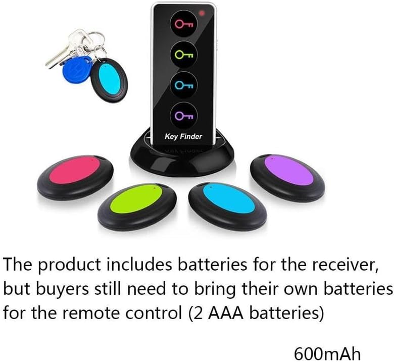 Portable Wireless Key Finder Set with 4 Signal Receivers - Ideal Party Gift for Elders, Black, Requires 2 AAA Batteries(Super Good qualiey) - 7DAY'S