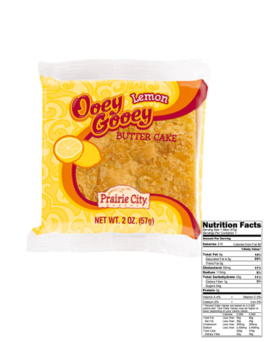 Prairie City Bakery Ooey Gooey Butter Cake Individually Wrapped On The Go Dessert Sweet Treats Perfect For Snacking 2 Ounce Snack Cakes Pack of 10 (Original) - 7DAY'S
