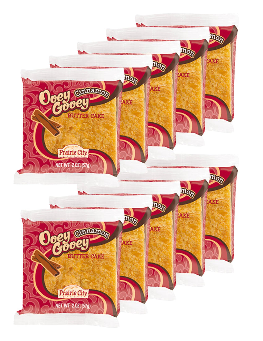 Prairie City Bakery Ooey Gooey Butter Cake Individually Wrapped On The Go Dessert Sweet Treats Perfect For Snacking 2 Ounce Snack Cakes Pack of 10 (Original) - 7DAY'S