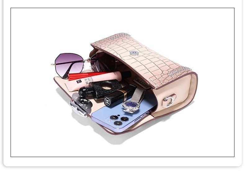 Premium sense crocodile print bag new commuter box bag female crossbody small square bag - 7DAY'S