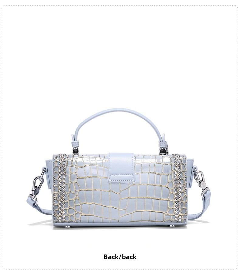 Premium sense crocodile print bag new commuter box bag female crossbody small square bag - 7DAY'S