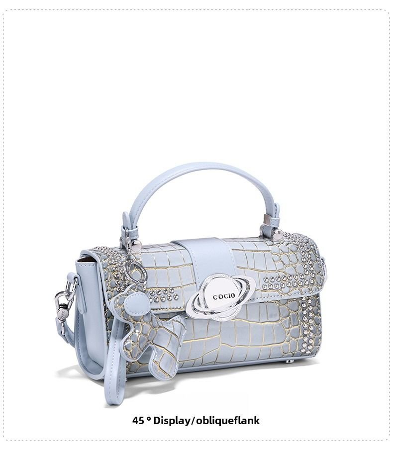 Premium sense crocodile print bag new commuter box bag female crossbody small square bag - 7DAY'S