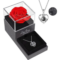 Preserved Red Real Rose with I Love You Necklace Mothers Day Gifts - 7DAY'S