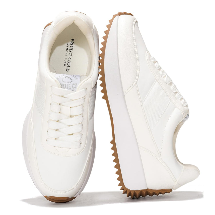 Project Cloud Womens Sneakers - Memory Foam Insole and Lightweight Spring Shoes - Non - Slip Lace Up Trendy Shoes - Fashion Sneakers for Women 2025 - 7DAY'S