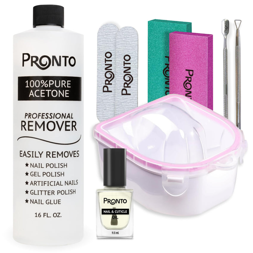 Pronto 100% Acetone Gel Nail Polish Remover - Gel Polish Remover for Nails | Acetone Nail Polish Remover For Nails for Removal of Glue, Gel, Acrylic & Dip | Gel Polish Remover, 8 Fl oz - 7DAY'S