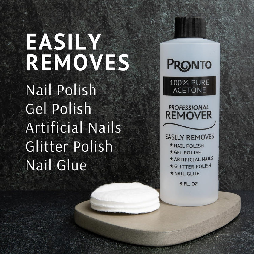 Pronto 100% Acetone Gel Nail Polish Remover - Gel Polish Remover for Nails | Acetone Nail Polish Remover For Nails for Removal of Glue, Gel, Acrylic & Dip | Gel Polish Remover, 8 Fl oz - 7DAY'S