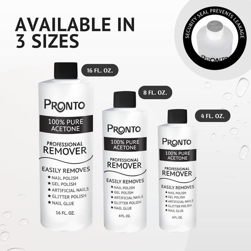 Pronto 100% Acetone Gel Nail Polish Remover - Gel Polish Remover for Nails | Acetone Nail Polish Remover For Nails for Removal of Glue, Gel, Acrylic & Dip | Gel Polish Remover, 8 Fl oz - 7DAY'S