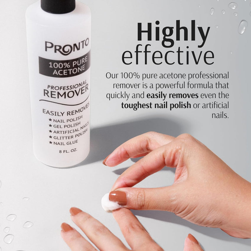 Pronto 100% Acetone Gel Nail Polish Remover - Gel Polish Remover for Nails | Acetone Nail Polish Remover For Nails for Removal of Glue, Gel, Acrylic & Dip | Gel Polish Remover, 8 Fl oz - 7DAY'S