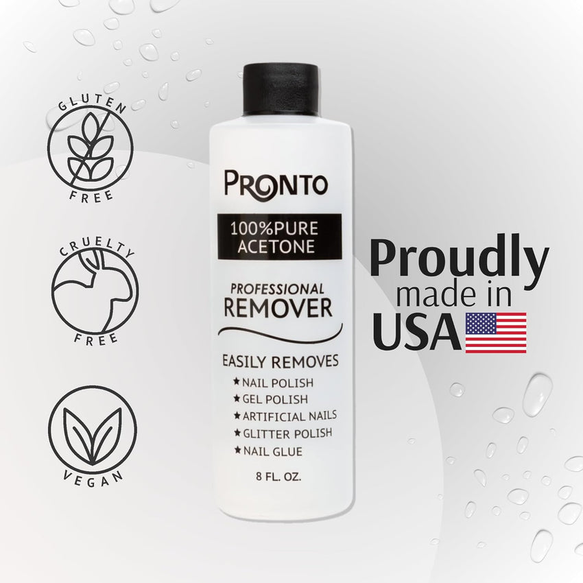Pronto 100% Acetone Gel Nail Polish Remover - Gel Polish Remover for Nails | Acetone Nail Polish Remover For Nails for Removal of Glue, Gel, Acrylic & Dip | Gel Polish Remover, 8 Fl oz - 7DAY'S