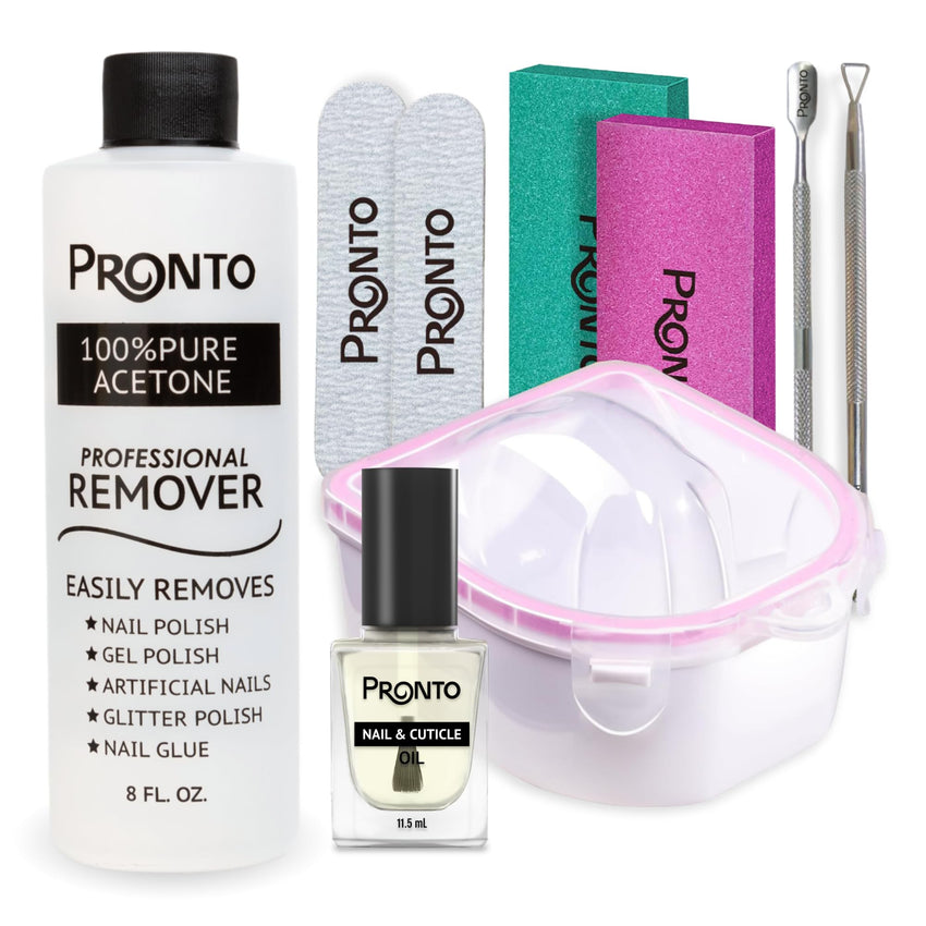 Pronto 100% Acetone Gel Nail Polish Remover - Gel Polish Remover for Nails | Acetone Nail Polish Remover For Nails for Removal of Glue, Gel, Acrylic & Dip | Gel Polish Remover, 8 Fl oz - 7DAY'S