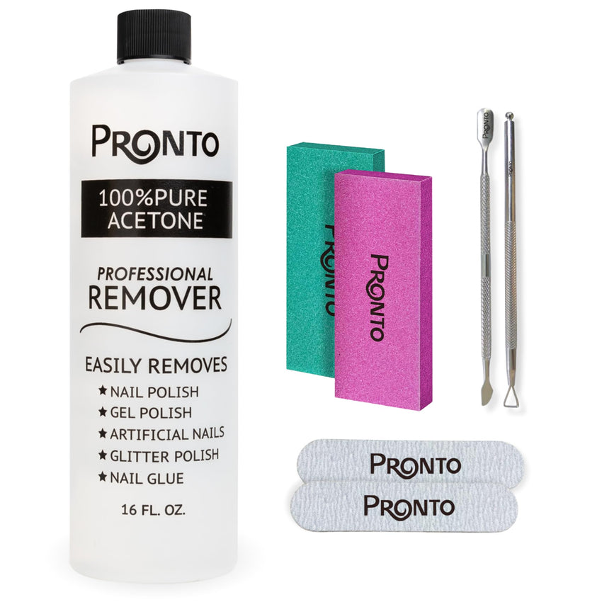 Pronto 100% Acetone Gel Nail Polish Remover - Gel Polish Remover for Nails | Acetone Nail Polish Remover For Nails for Removal of Glue, Gel, Acrylic & Dip | Gel Polish Remover, 8 Fl oz - 7DAY'S