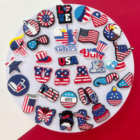 PVC Shoe Charms for Clog Sandals, USA Flag, Dancing, Cheerleading, DIY Shoe Decoration Charms, Party Favor - 7DAY'S