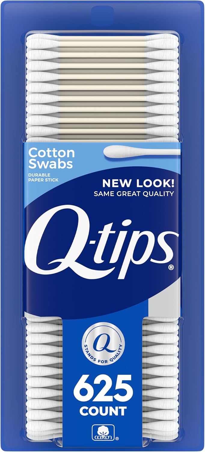 Q - tips Cotton Swabs For Hygiene and Beauty Care Original Cotton Swab Made With 100% Cotton 625 Count, WHITE - 7DAY'S