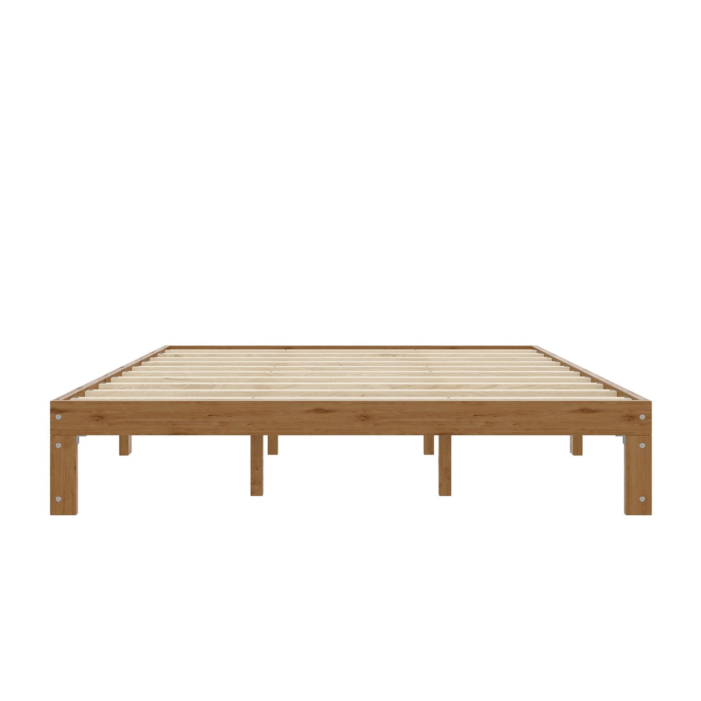 Queen Size Wood Platform Bed Frame - 12 Inch Solid Wood Queen Bed Frame with Slat Support, No Box Spring Needed, Easy Assembly - Rustic Pine - 7DAY'S