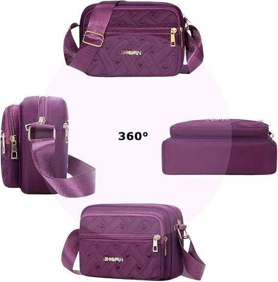 Quilted Crossbody Bags for Women - Oxford Cloth Multi - Layer Shoulder Handbag with Wide Strap - Casual Embroidery Business Bag - 7DAY'S