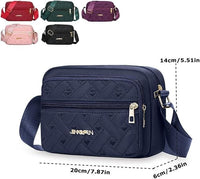 Quilted Crossbody Bags for Women - Oxford Cloth Multi - Layer Shoulder Handbag with Wide Strap - Casual Embroidery Business Bag - 7DAY'S