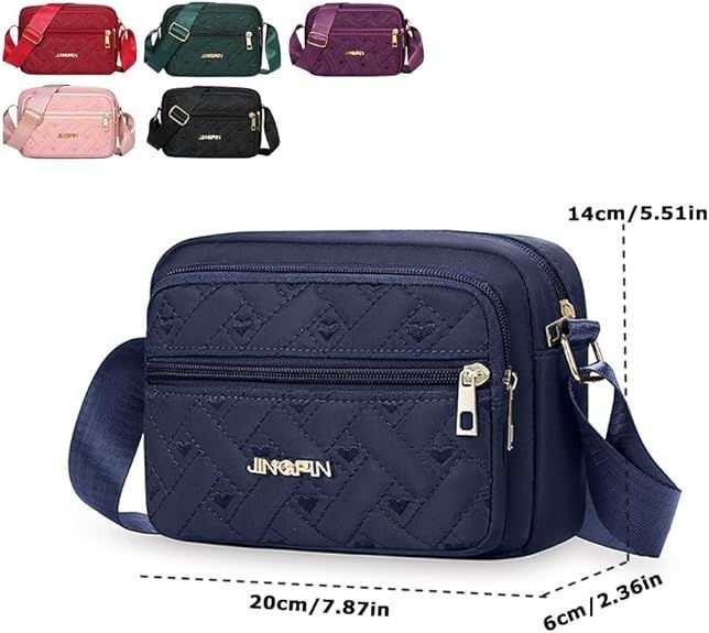 Quilted Crossbody Bags for Women - Oxford Cloth Multi - Layer Shoulder Handbag with Wide Strap - Casual Embroidery Business Bag - 7DAY'S