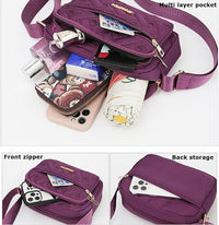 Quilted Crossbody Bags for Women - Oxford Cloth Multi - Layer Shoulder Handbag with Wide Strap - Casual Embroidery Business Bag - 7DAY'S