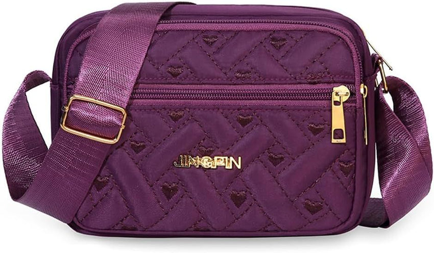Quilted Crossbody Bags for Women - Oxford Cloth Multi - Layer Shoulder Handbag with Wide Strap - Casual Embroidery Business Bag - 7DAY'S