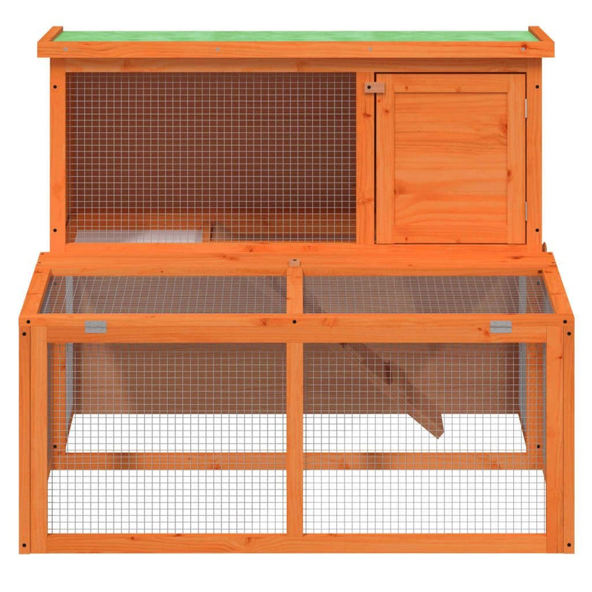 Rabbit Hutch Brown 40.2"x35.4"x33.3" Solid Wood Pine - 7DAY'S